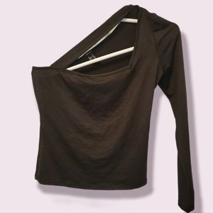 Forever 21 black one shoulder crop top - Medium